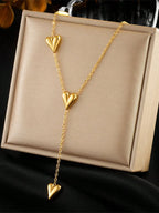 Triple Heart Drop Necklace