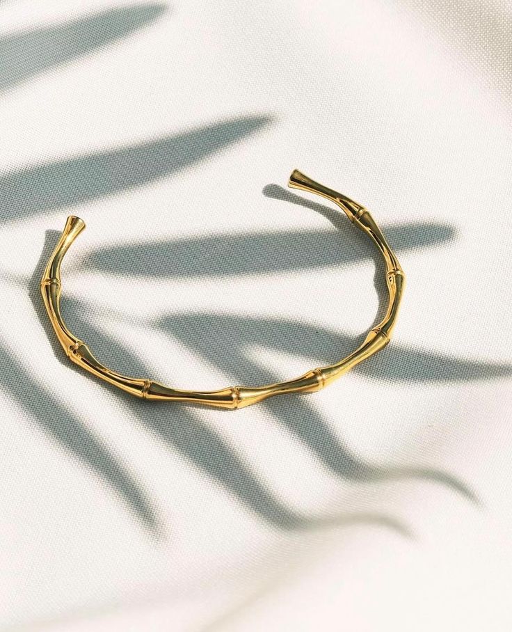 Bamboo Textured Gold Cuff