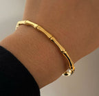 Minimalist Gold Bamboo Bangle – Sleek Stackable Bracelet