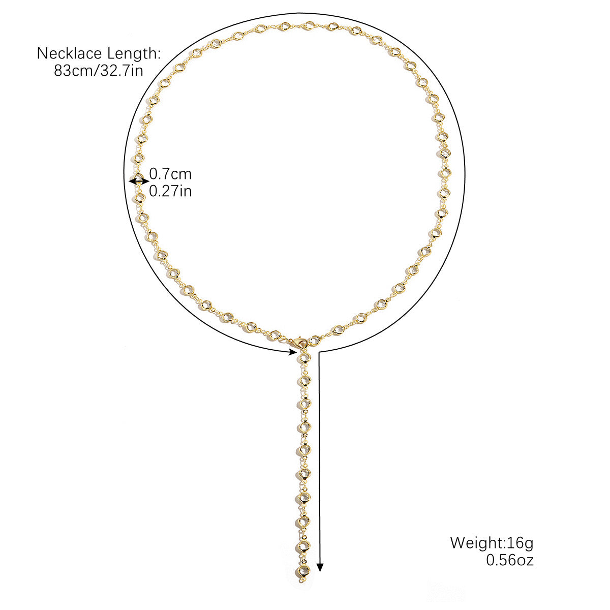 Y-Shaped Crytal Necklace (Long)