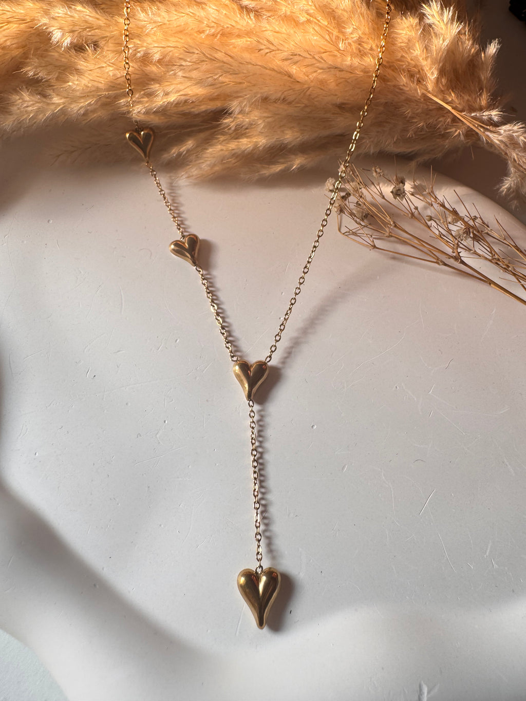 Triple Heart Drop Necklace