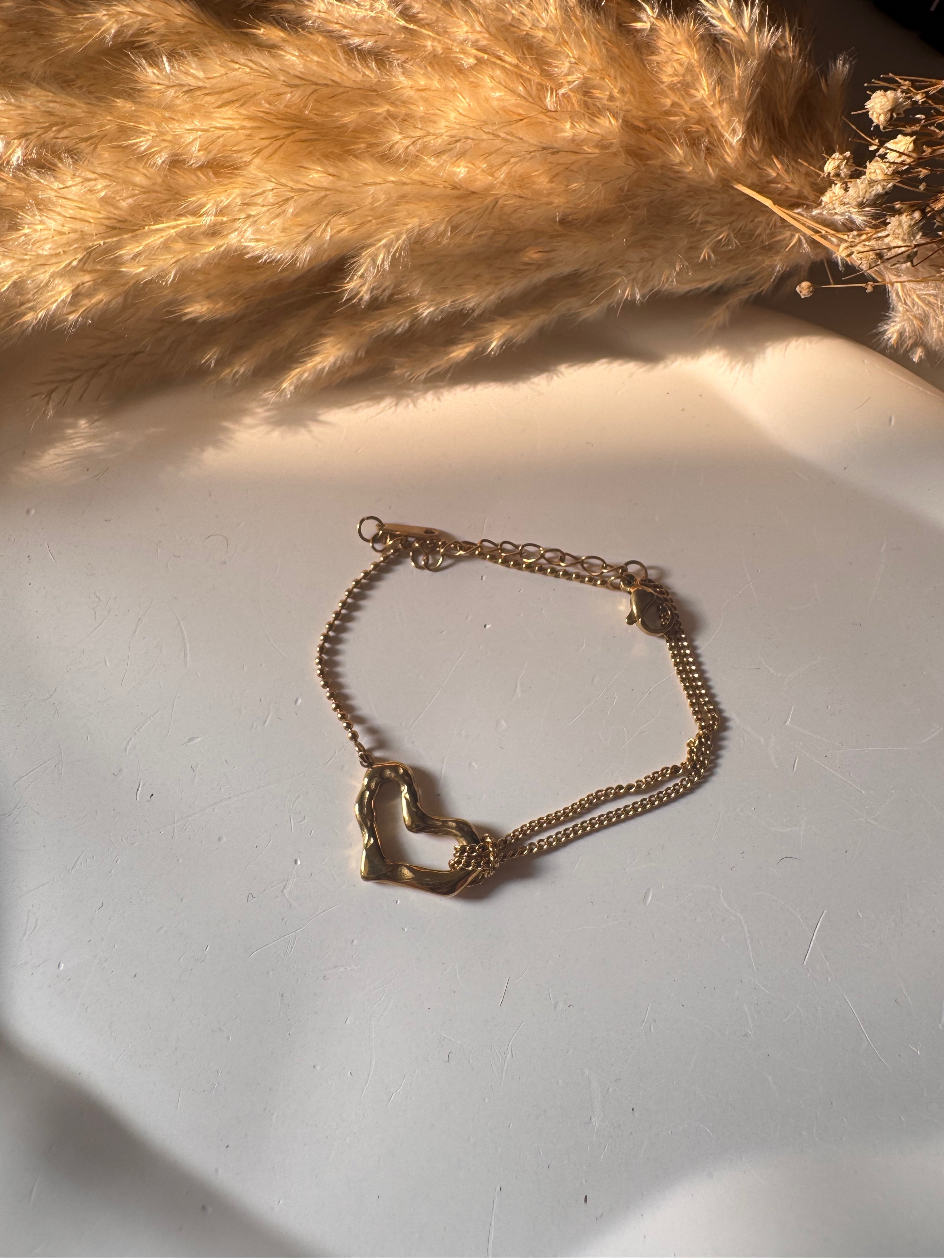 Crushed Heart Pendant Bracelet