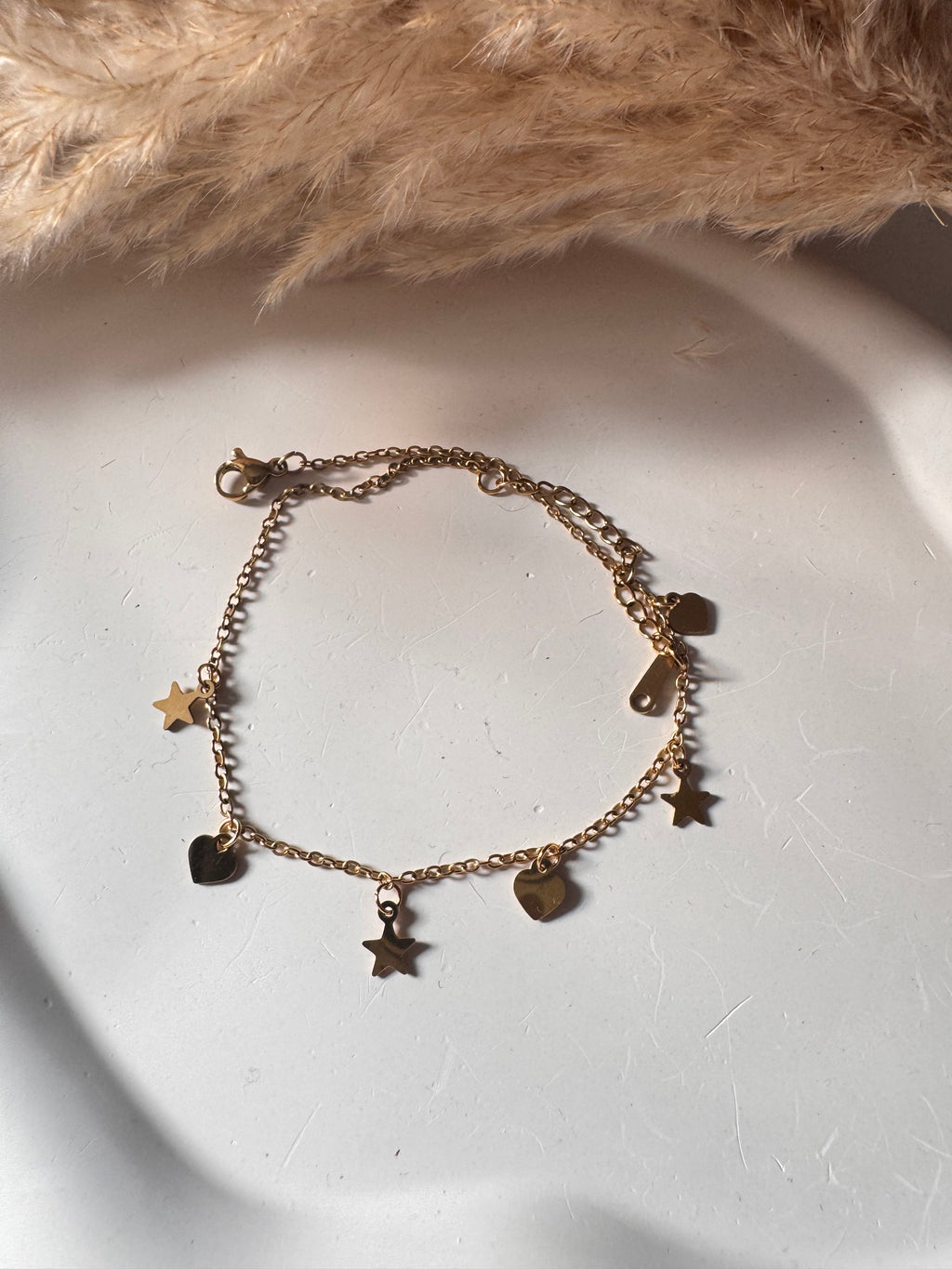 Heart & Star Dangling Charm Bracelet