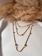 Layered Beaded Gold Chain Necklace
