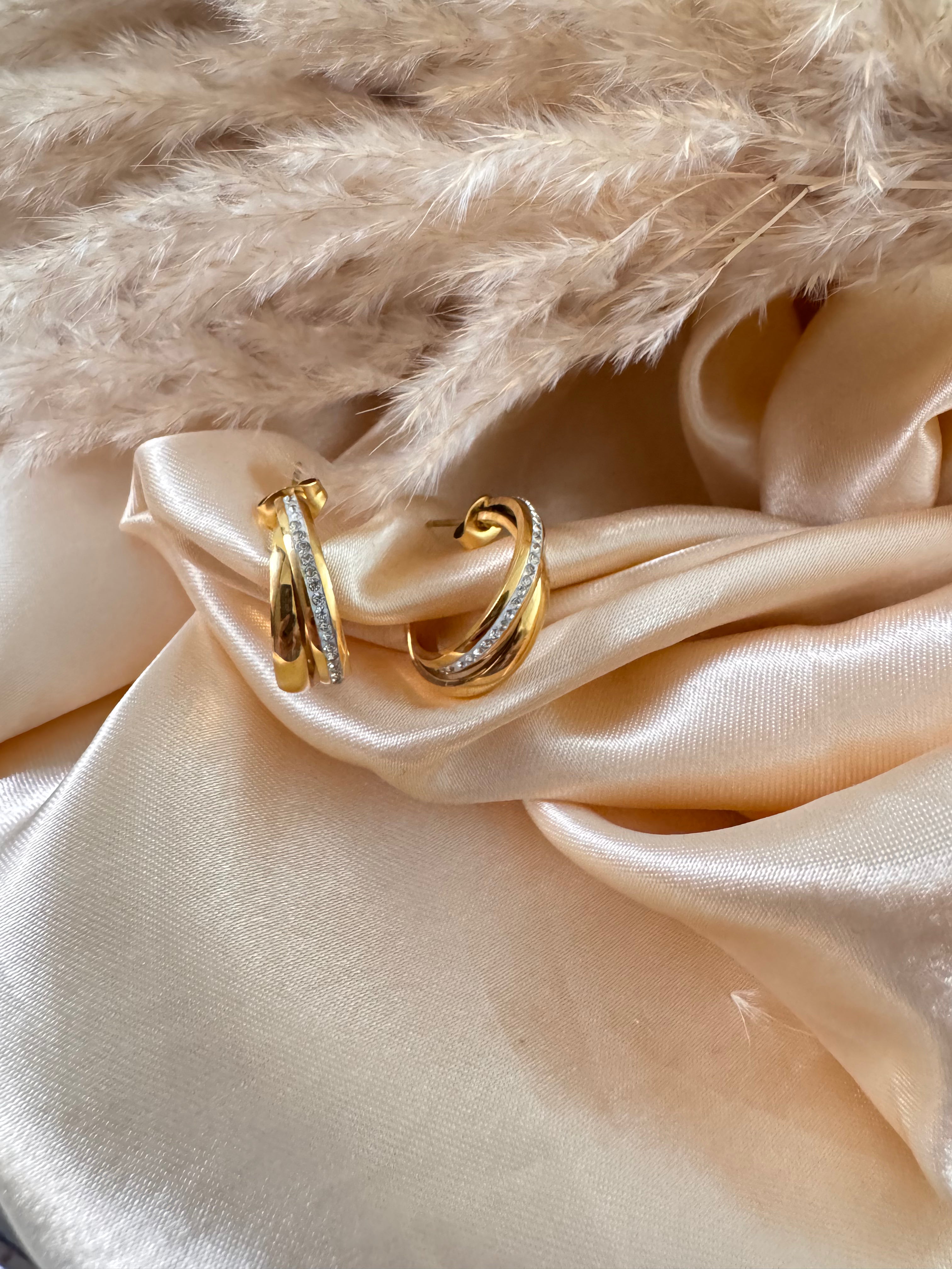 Double Layer Crystal Hoops