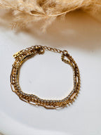 Multi-Layer Gold Crystal Chain Bracelet