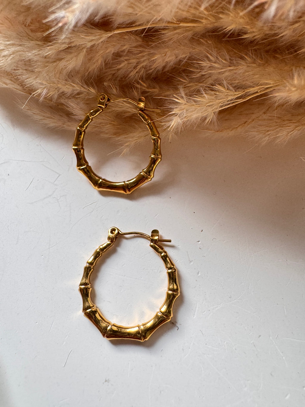 Studded Crescent Gold Hoop Earrings
