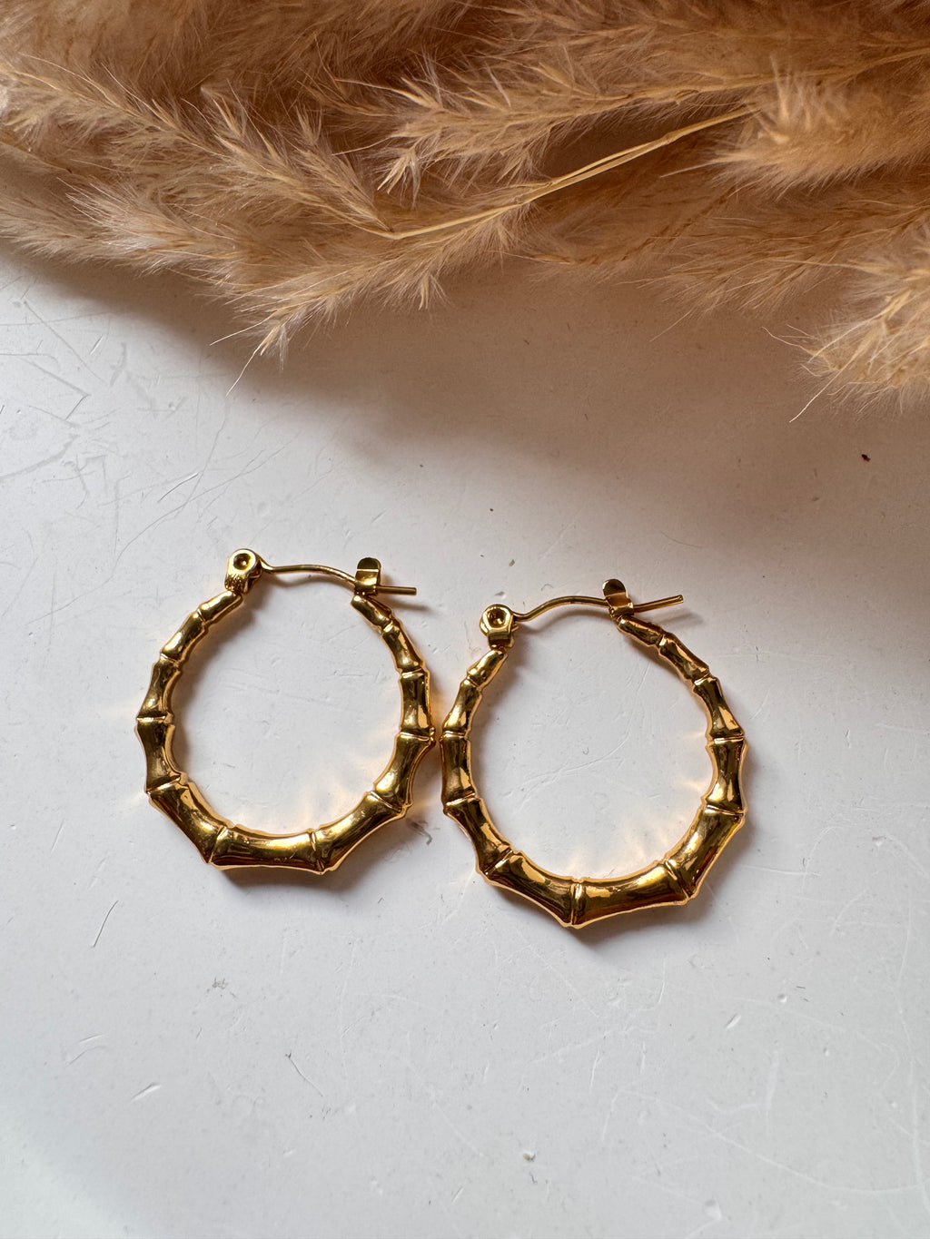 Studded Crescent Gold Hoop Earrings