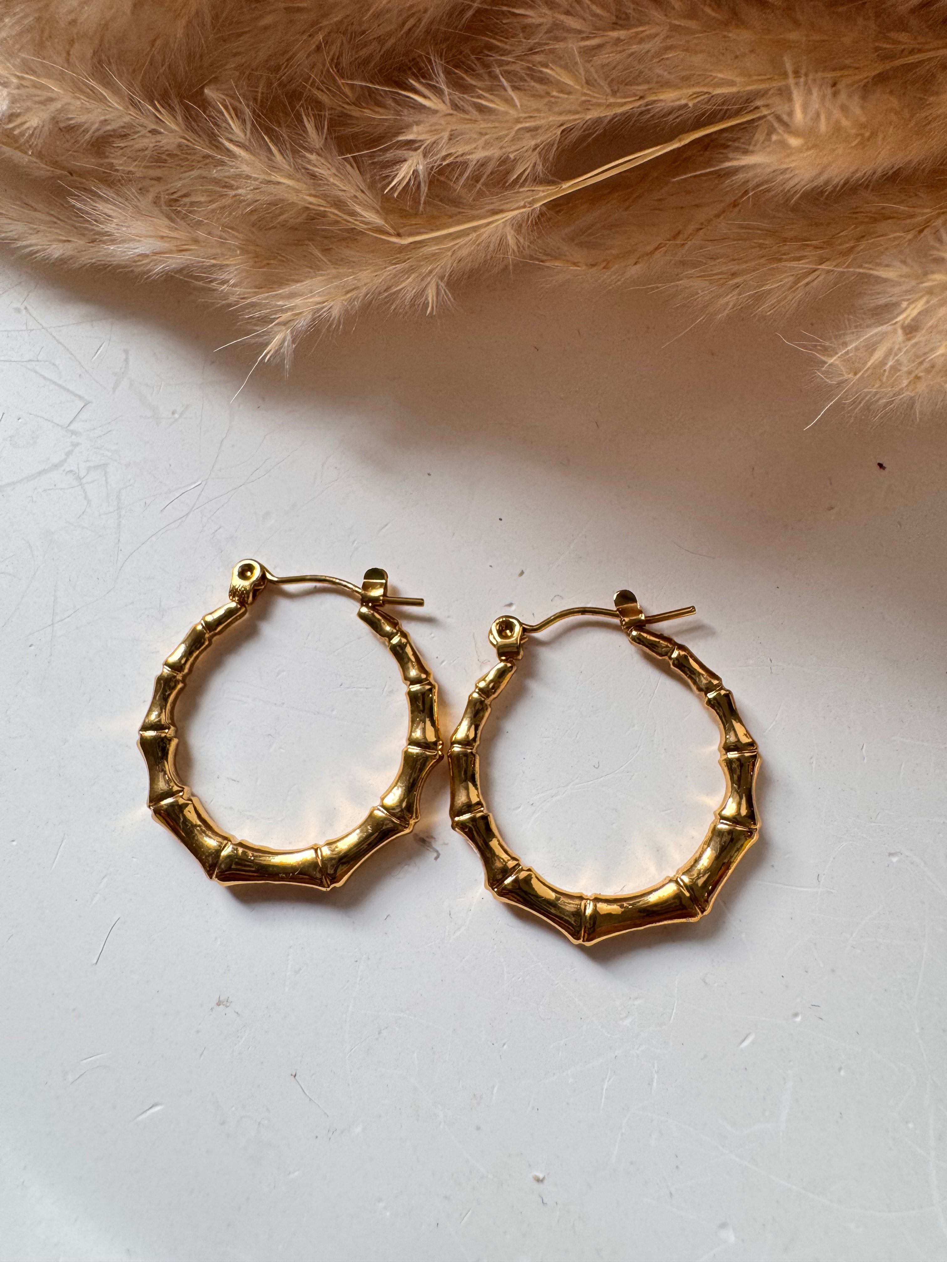 Studded Crescent Gold Hoop Earrings