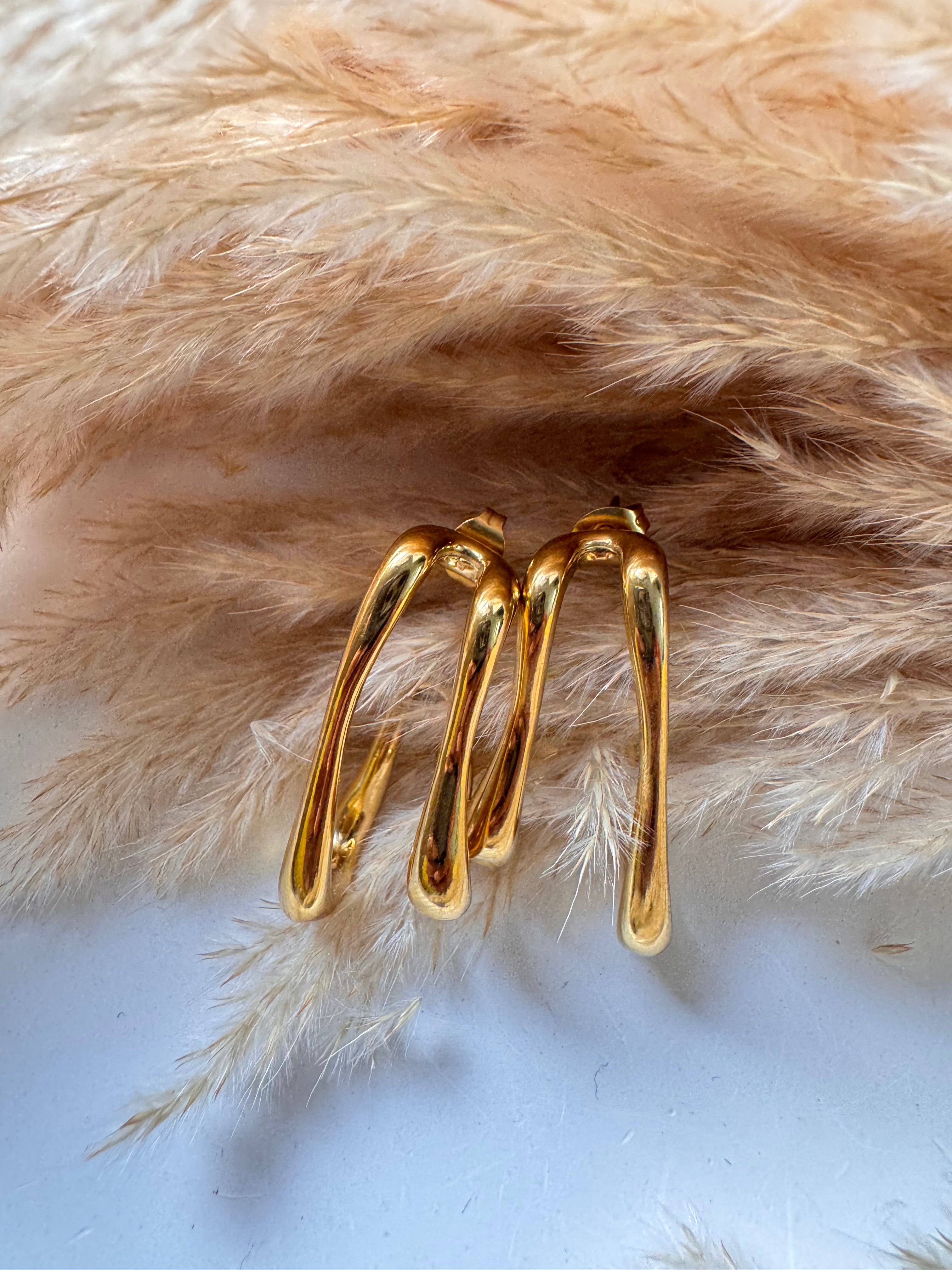 Triple Curve Sculptural Hoop Earrings