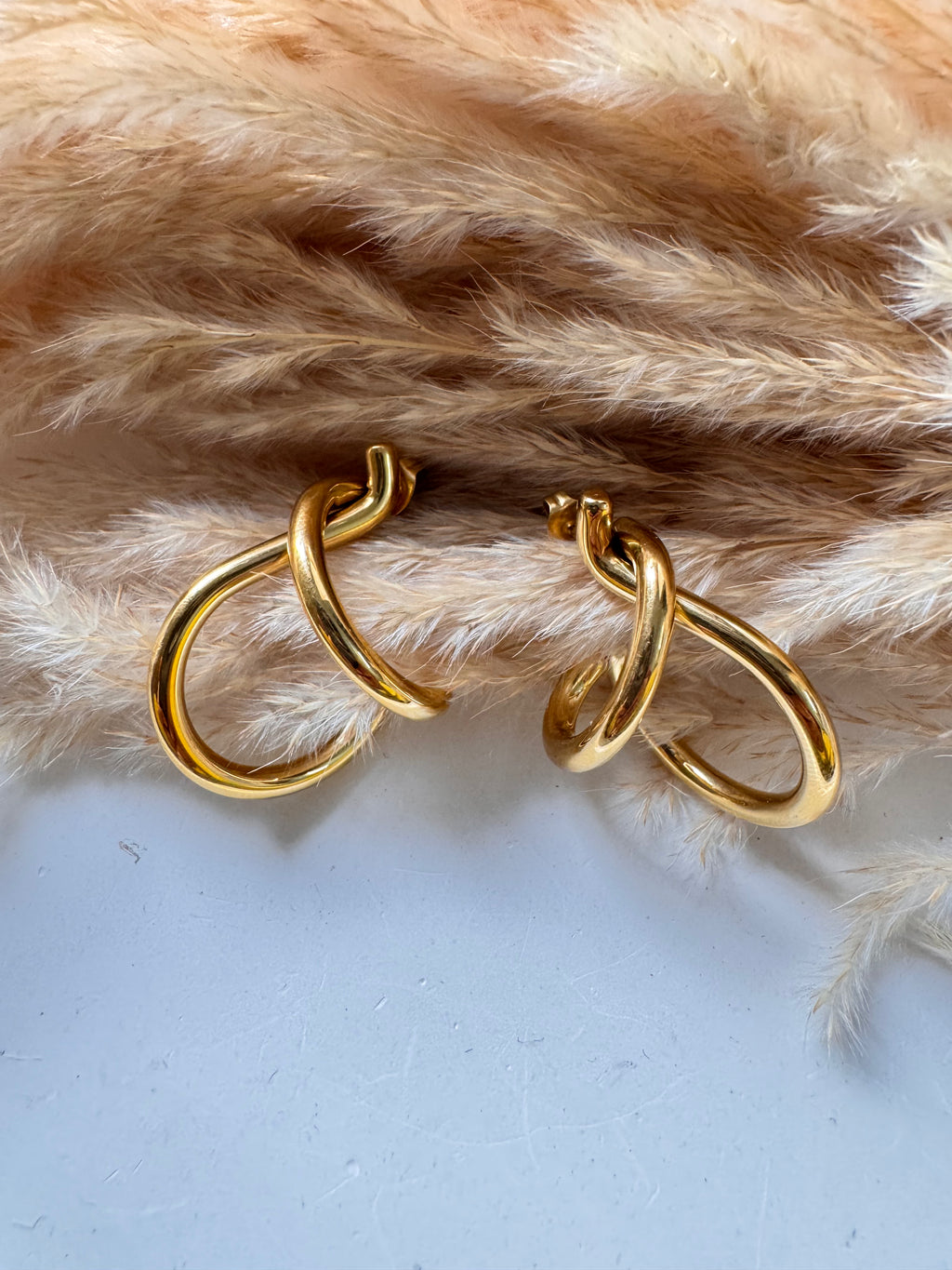 Twisted Loop Gold Earrings