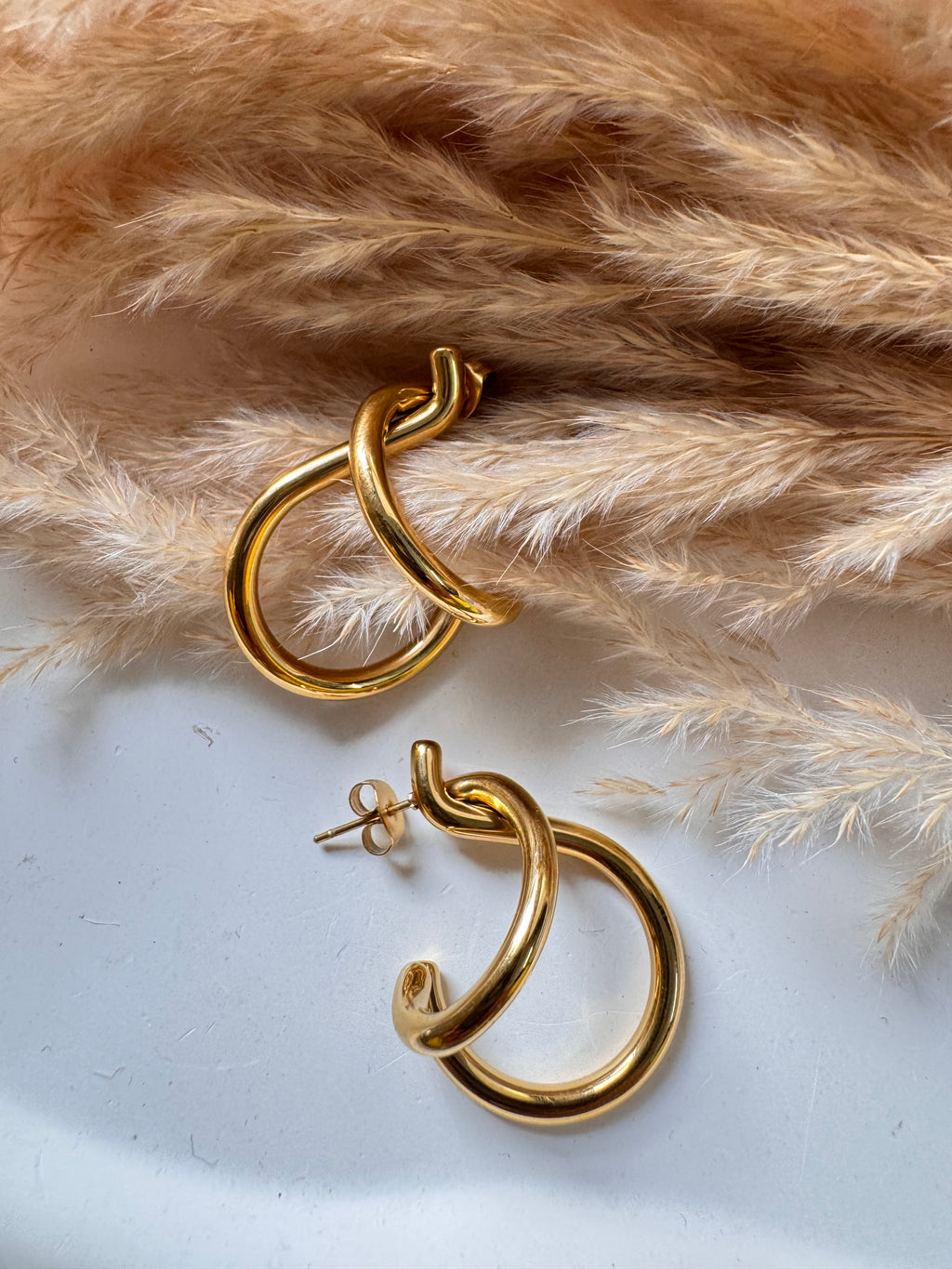 Twisted Loop Gold Earrings