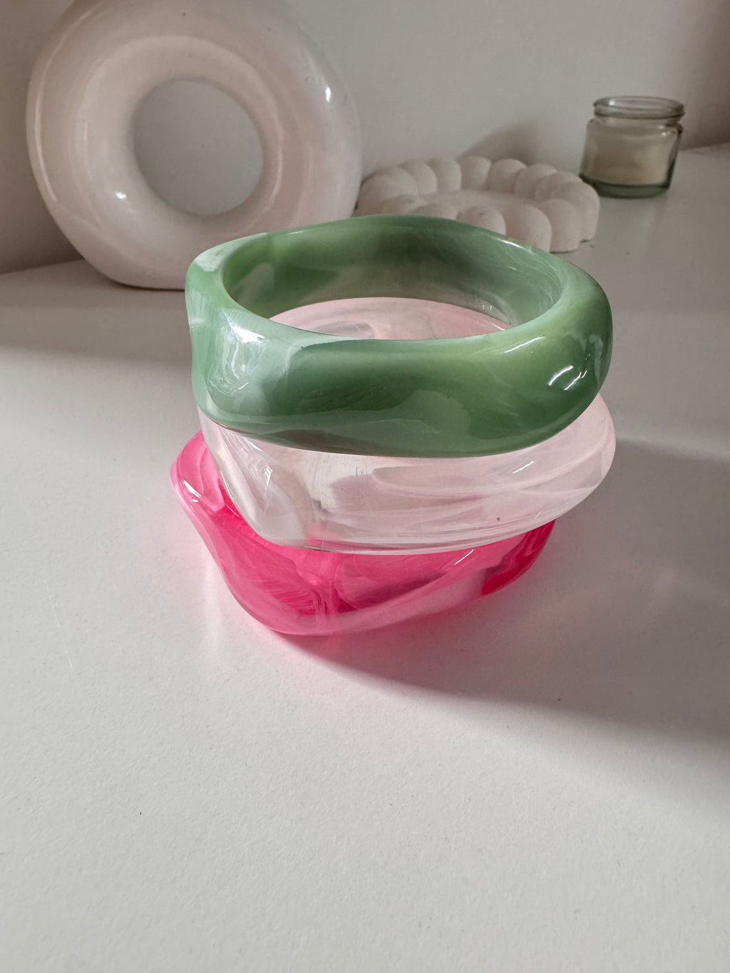 Raisin Bangles- Pink white green