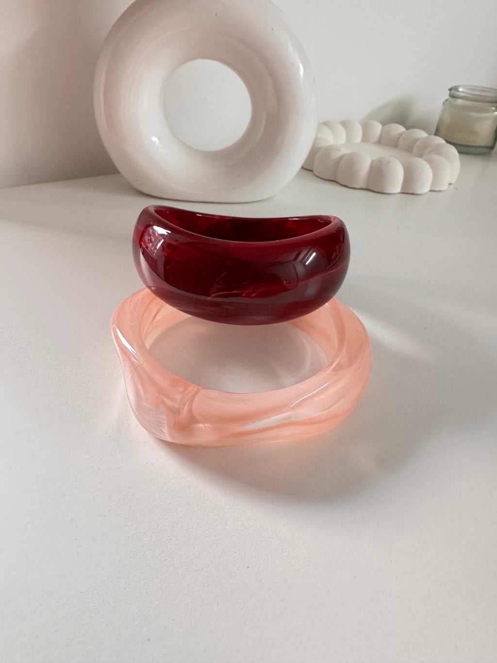 Chunky Resin Bangle-set of (Red)