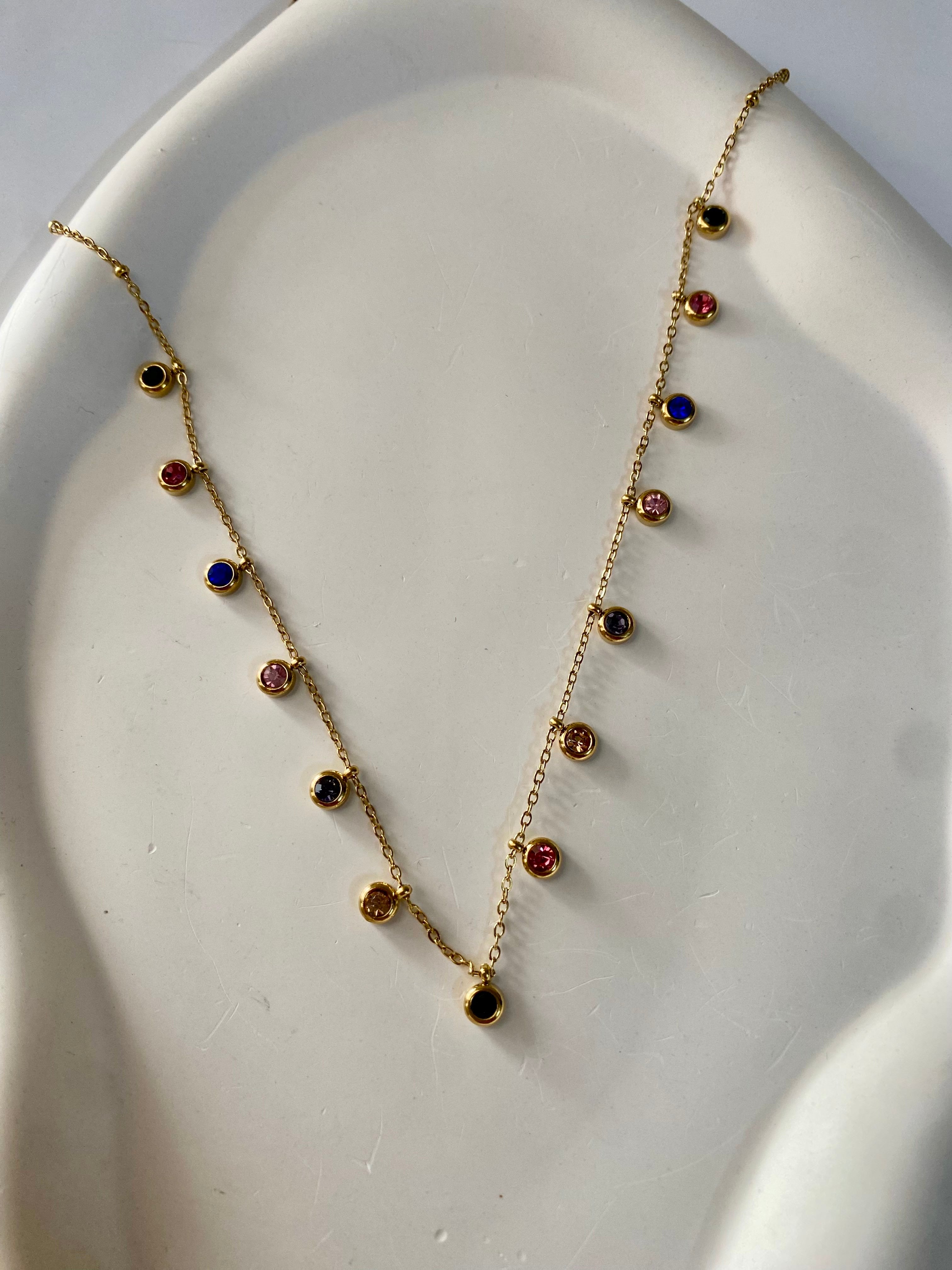 Multi-Colour Solitaire Drop Necklace