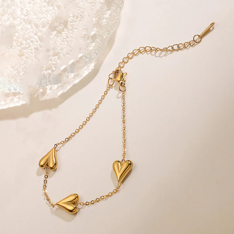 Golden Heart Charm Bracelet