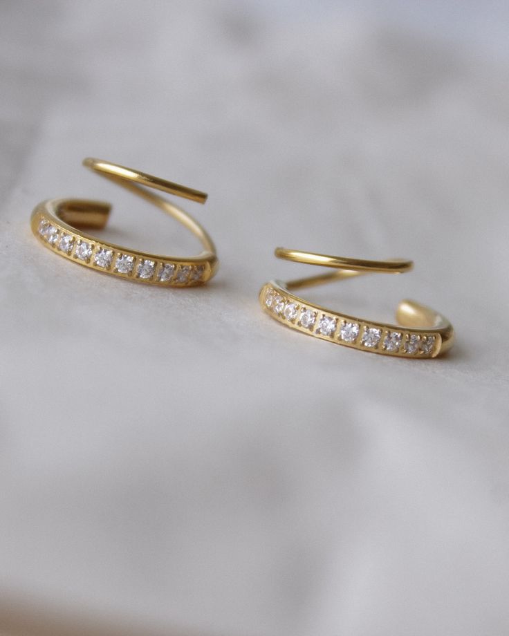 Spiral Crystal Hoop Earrings