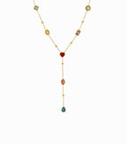 Multi-Stone Rhinestone Necklace – Gold Anti-Tarnish Y Necklace