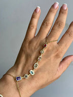 Aura Multi-Stone Hand Chain – Gold Anti-Tarnish Hand Chain