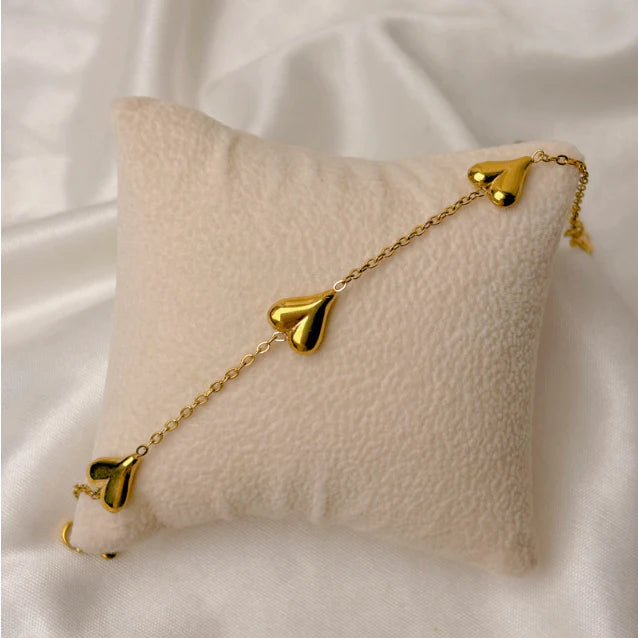 Golden Heart Charm Bracelet