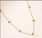 Mini Heart Station Necklace – Dainty Gold Anti-Tarnish Chain