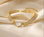 Heart & Crystal Dual Band Bracelet