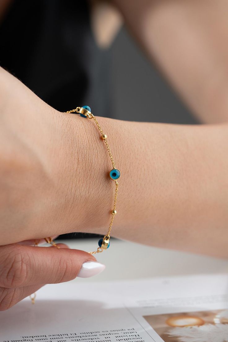 Nazar Evil Eye Bracelet – Gold Anti-Tarnish Protection Bracelet
