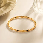 Minimalist Gold Bamboo Bangle – Sleek Stackable Bracelet