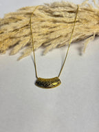 Minimal Gold Textured Bar Pendant Necklace