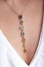 Elara Minimal Drop y shaped Necklace – Gold Anti-Tarnish multicolor necklace