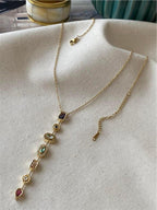 Elara Minimal Drop y shaped Necklace – Gold Anti-Tarnish multicolor necklace