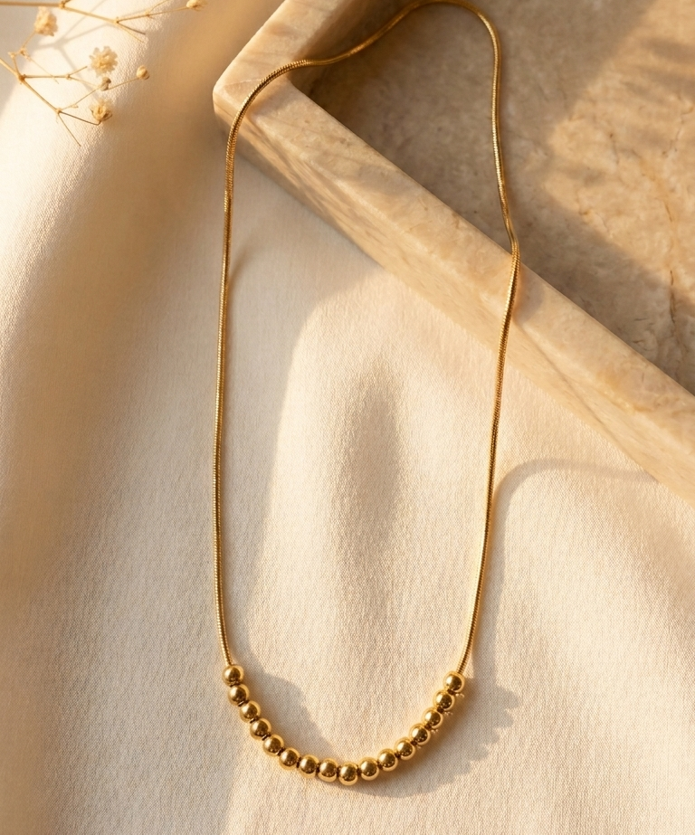 Minimal Gold Beaded Necklace