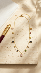 Minimal Gold Multi-Stone Pendant Necklace