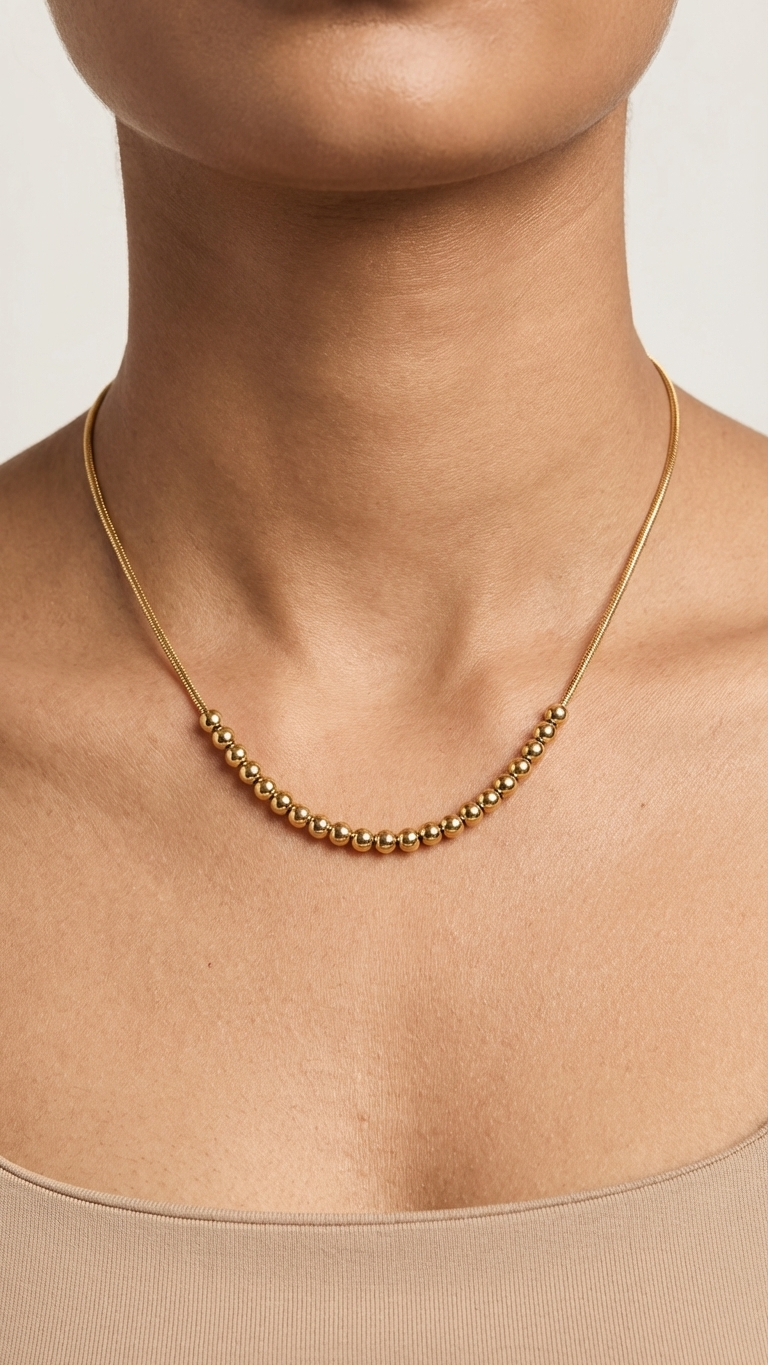 Minimal Gold Beaded Necklace
