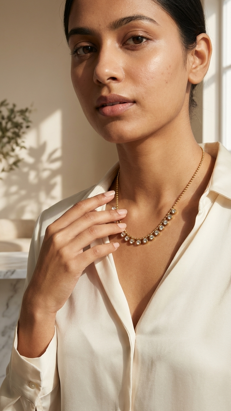 Gold Crystal Tennis Necklace