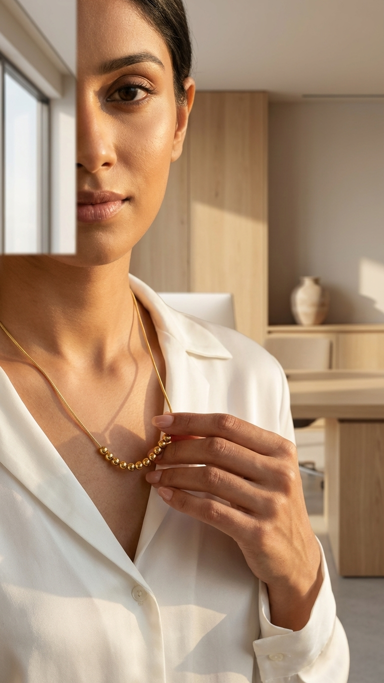 Minimal Gold Beaded Necklace