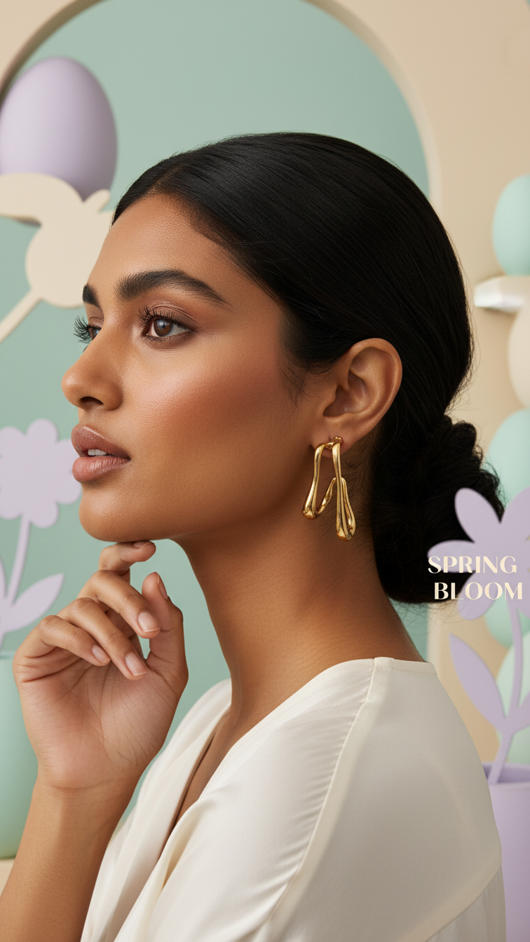 Triple Curve Sculptural Hoop Earrings