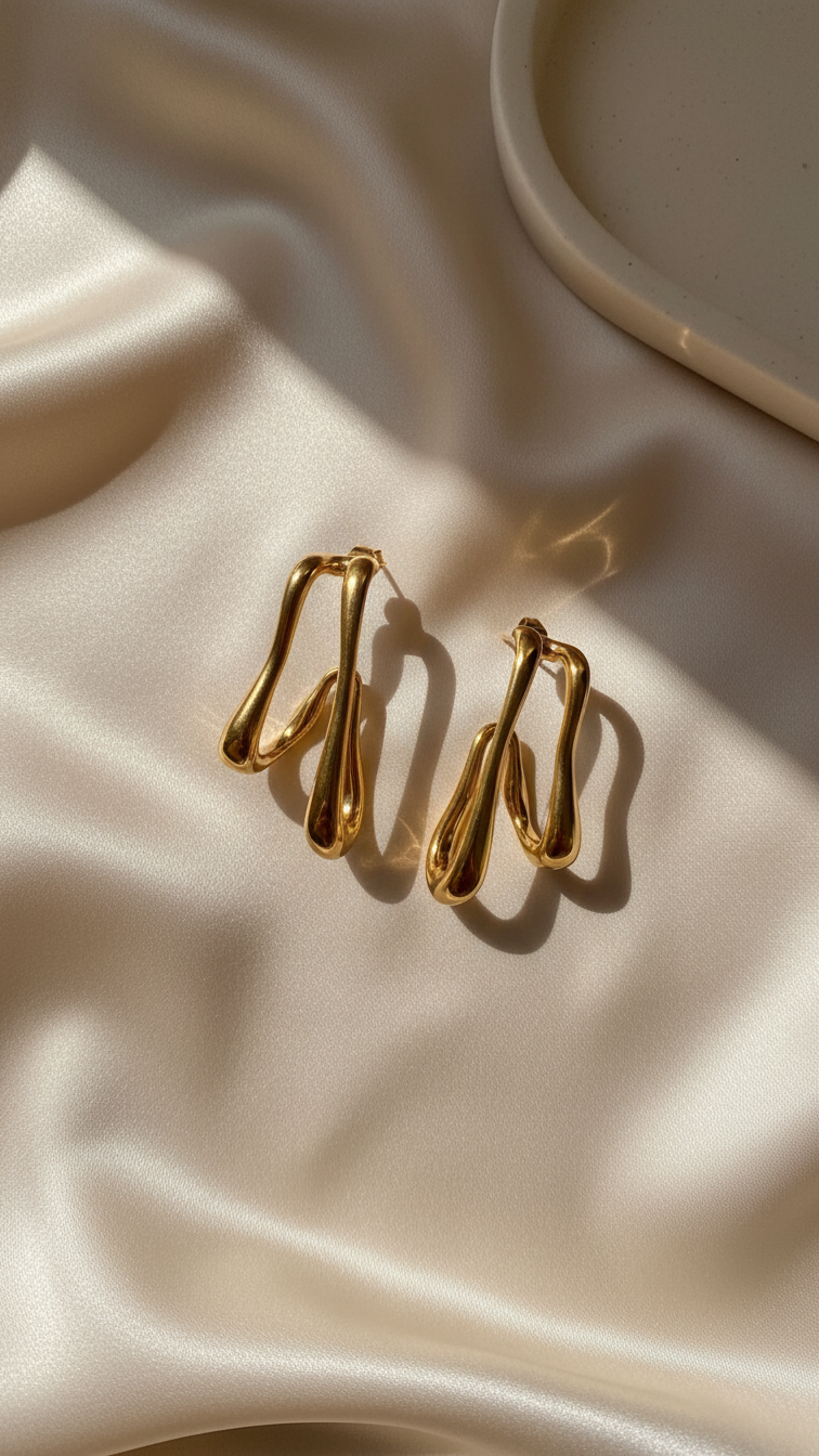 Triple Curve Sculptural Hoop Earrings