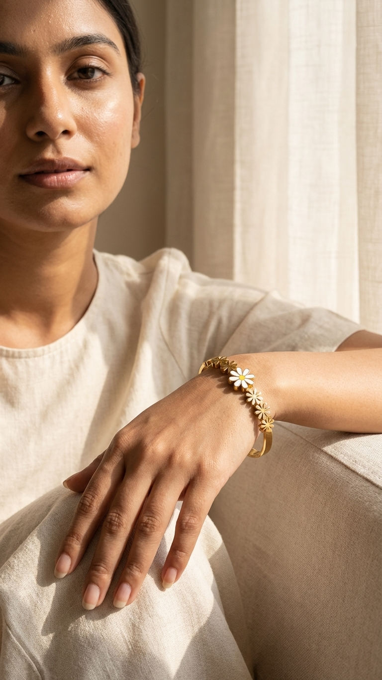 Daisy Bloom Baby Bracelet – Gold Anti-Tarnish Floral Bracelet