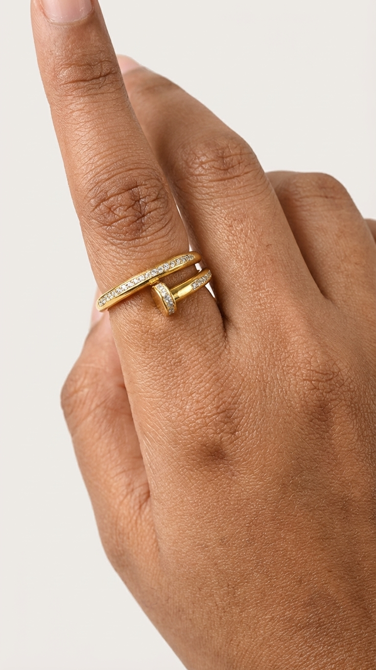 Edge Nail Wrap Ring – Gold Anti-Tarnish Statement Ring
