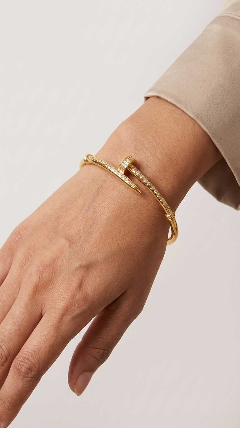 Nail Luxe Bangle – Gold Anti-Tarnish Crystal Nail Bracelet