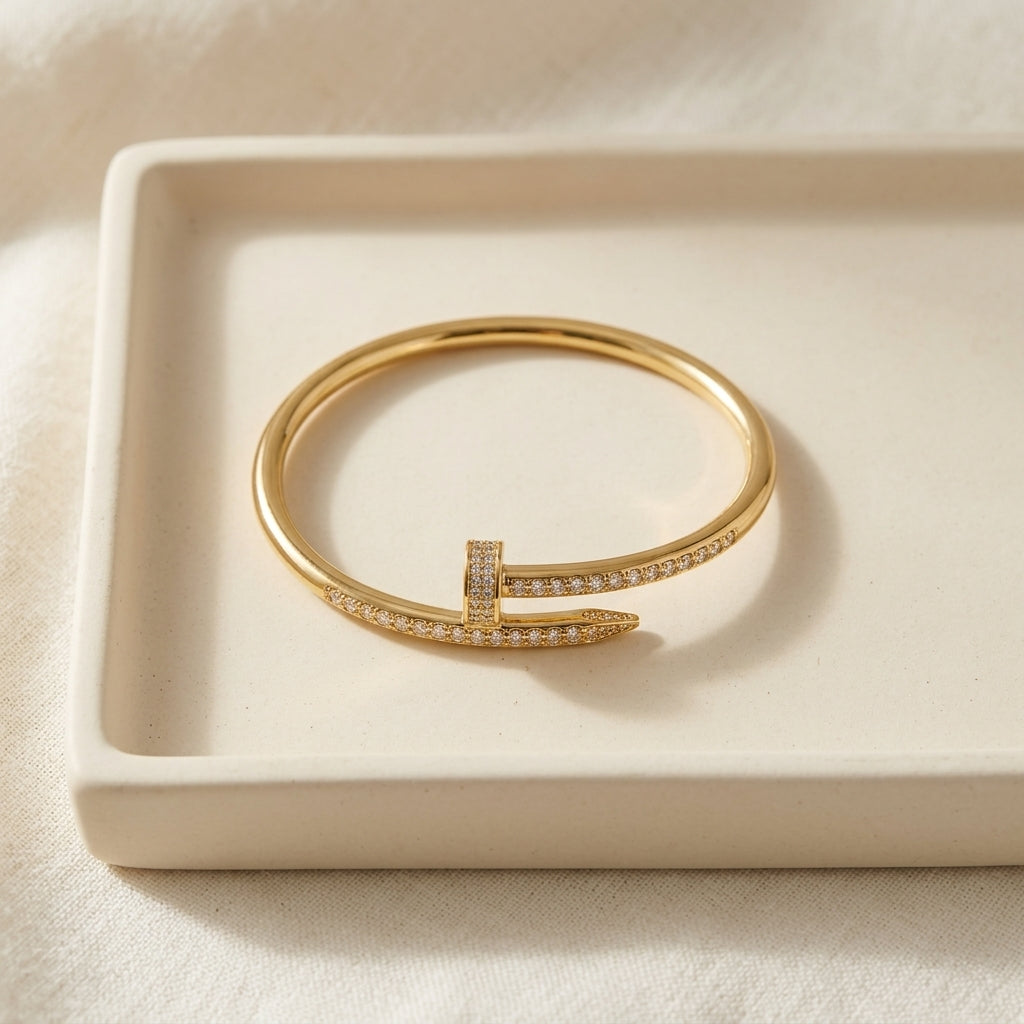 Nail Luxe Bangle – Gold Anti-Tarnish Crystal Nail Bracelet