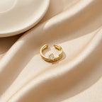 Luna Adjustable Ring – Gold Anti-Tarnish Crystal Open Ring