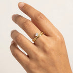 Luna Adjustable Ring – Gold Anti-Tarnish Crystal Open Ring