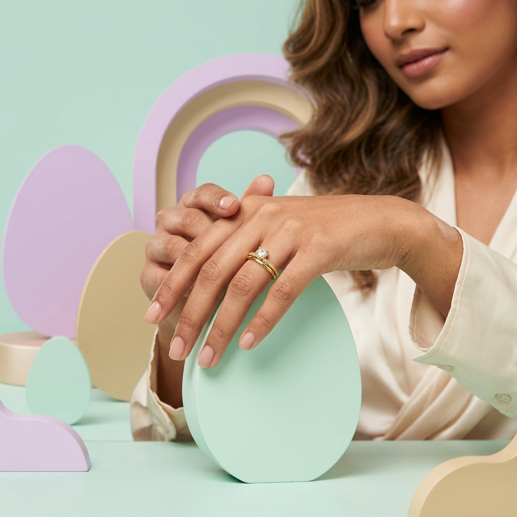 Luna Adjustable Ring – Gold Anti-Tarnish Crystal Open Ring
