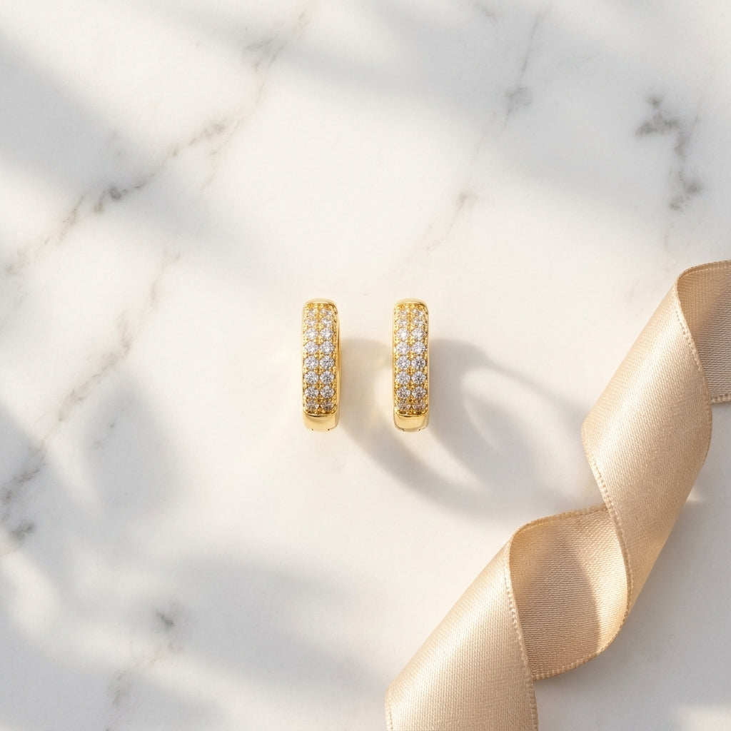 Pavé Huggie Hoop Earrings