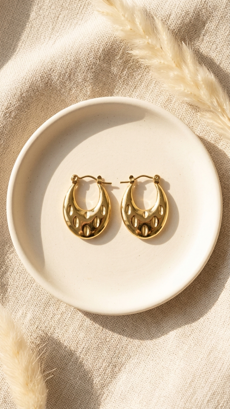 Sculpted Gold Hoop Earrings