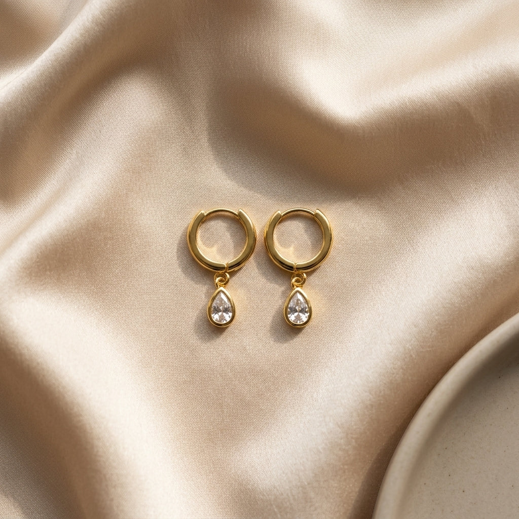 Crystal Drop Hoops