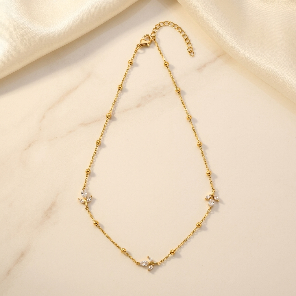Crystal Tulip Gold Necklace