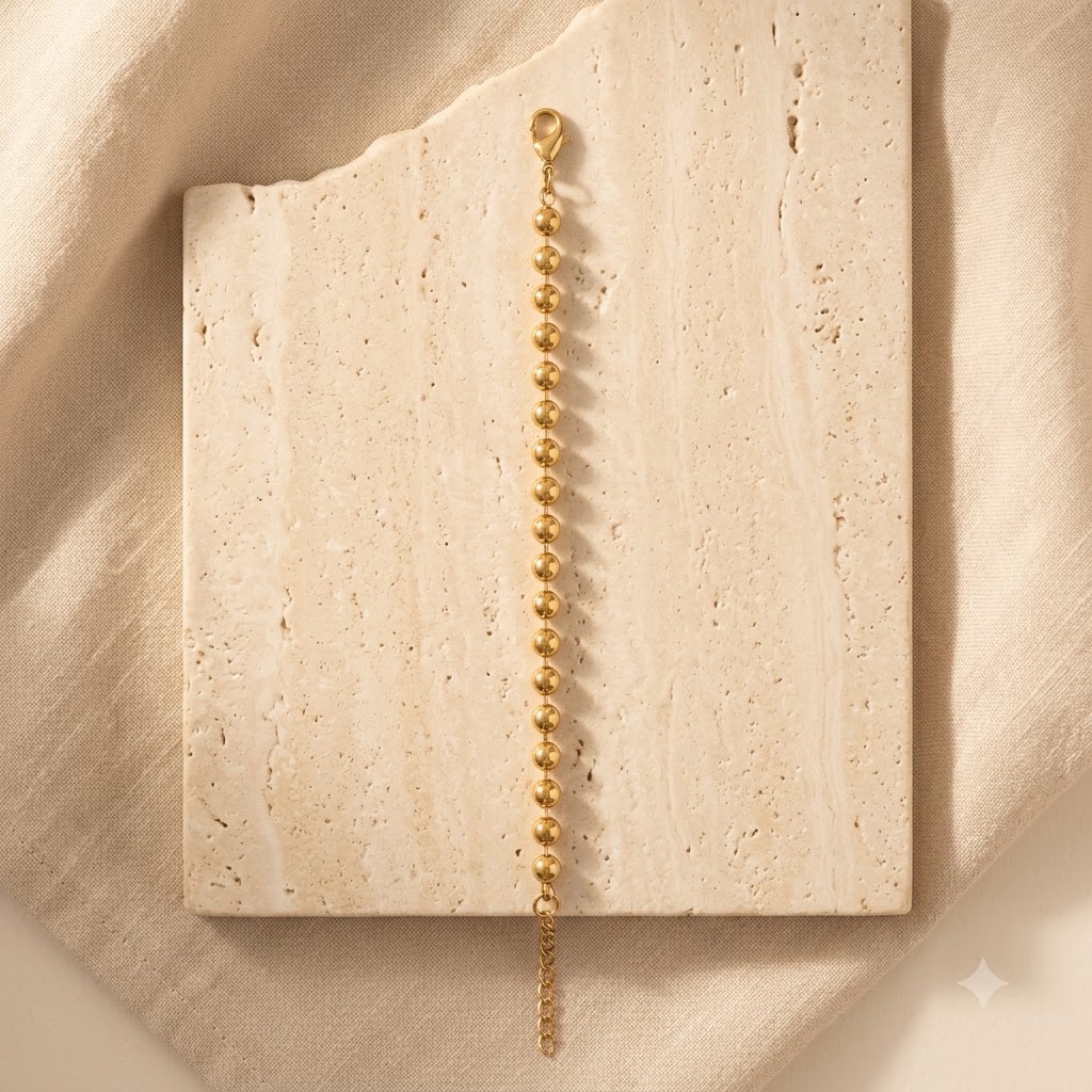 Gold Beaded Chain Bracelet